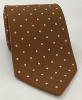 Off-White on Dark Brown Print Dot Silk Tie MCDT-44